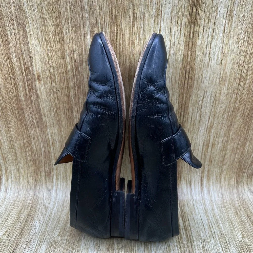 Gucci Slip On Loafers Men's Size 8.5 Black Leather Silver Double G Hardware